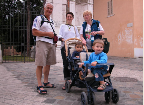 Gerard and Jill Marais, owners of Rivonia Premier Lodge, and Ilaria and her 2 young sons