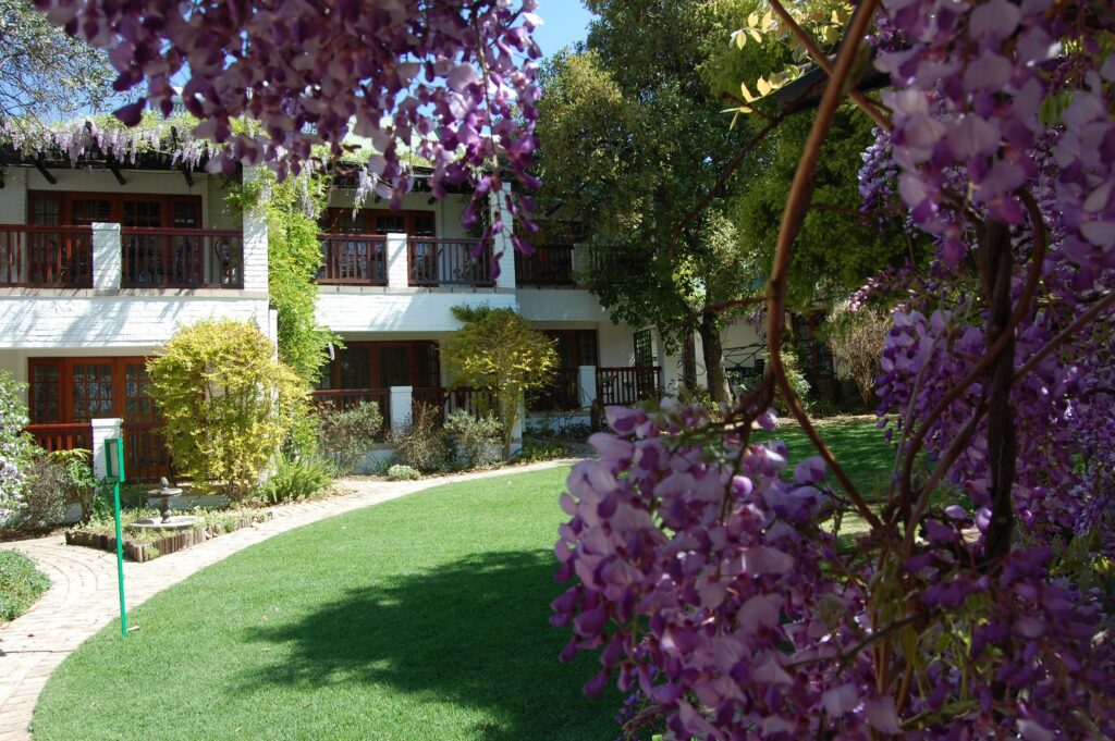 Guest rooms opening onto the garden